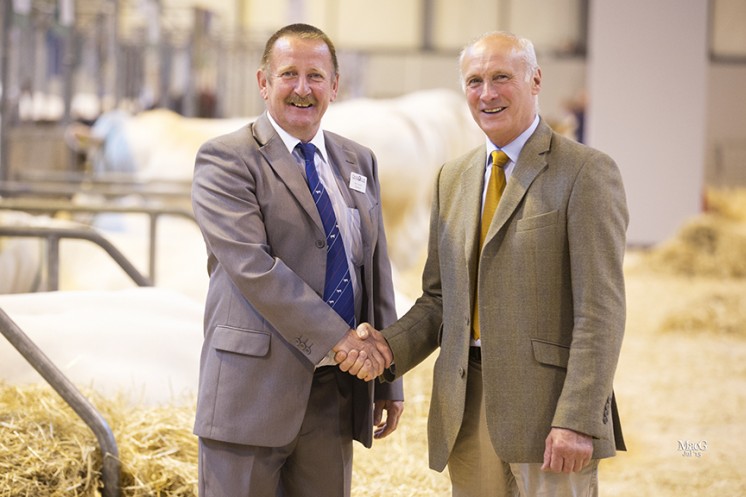Cyril Millar was elected the British Charolais Cattle Society President at the Annual General Meeting.  Adding his congratulations is the BCCS Chairman Steven Nesbitt